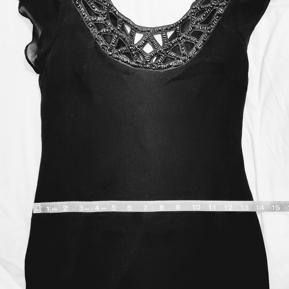 SL Fashions Black Chiffon Tea Length Dress - Picture 14 of 14